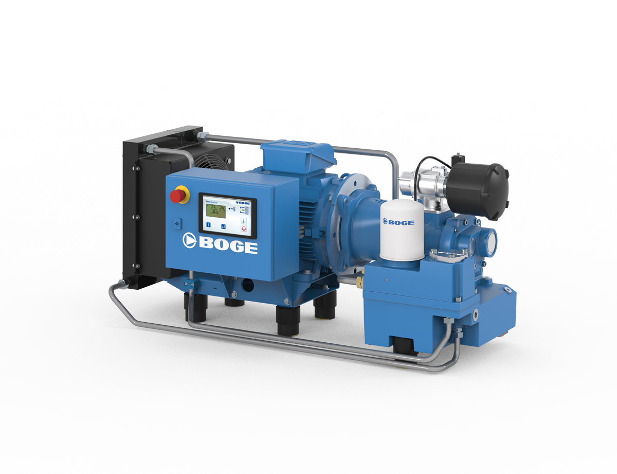 BOGE C 10 L oil-injected screw compressor — cutaway view