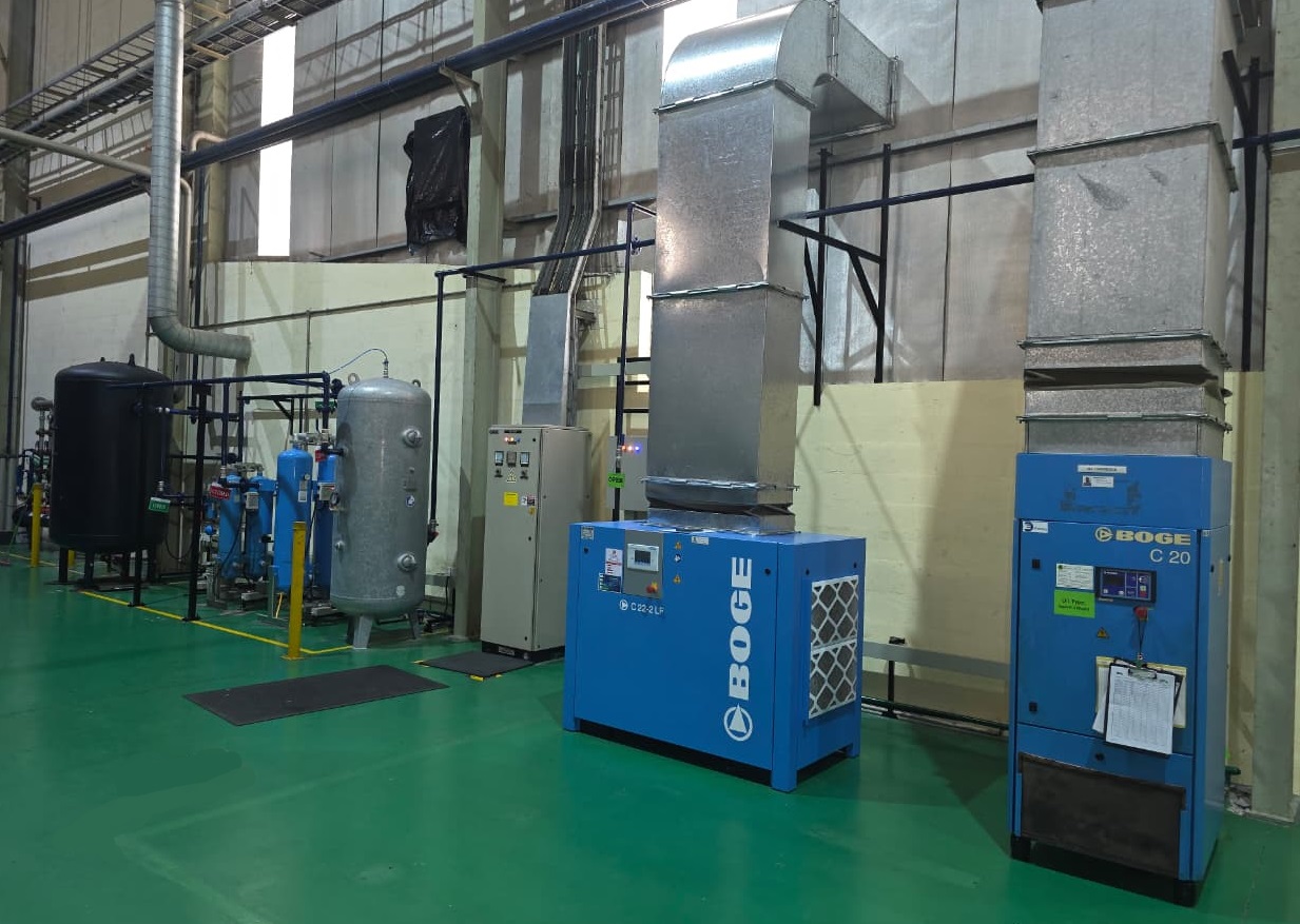 BOGE compressed air plant room installation at client site