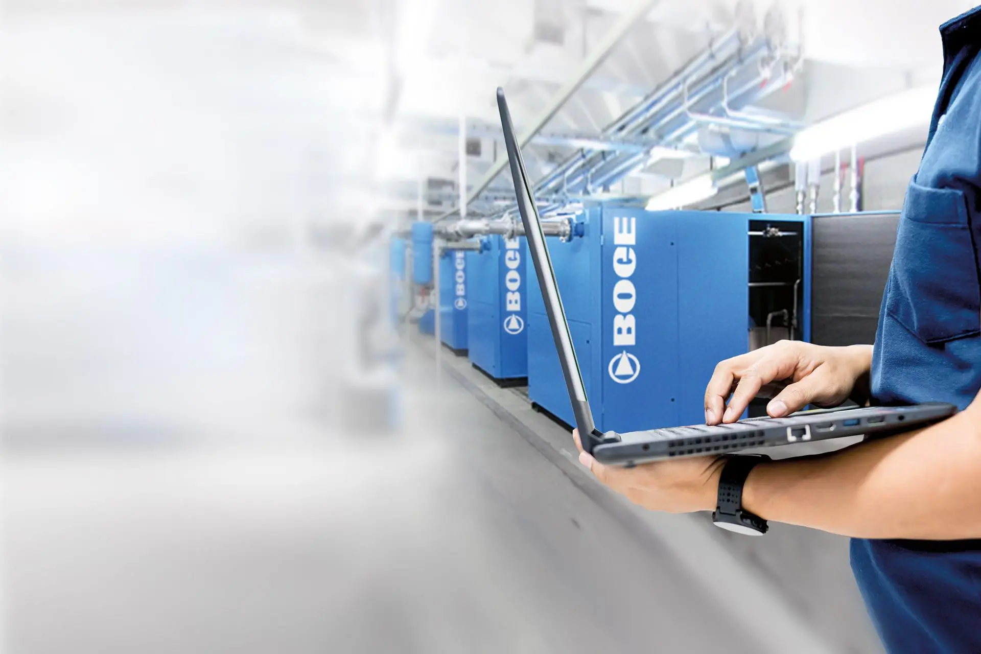 Compressed air energy audit — data logger installation